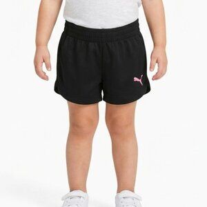 Puma Girls Black Athletic Shorts Pink Logo Size 5